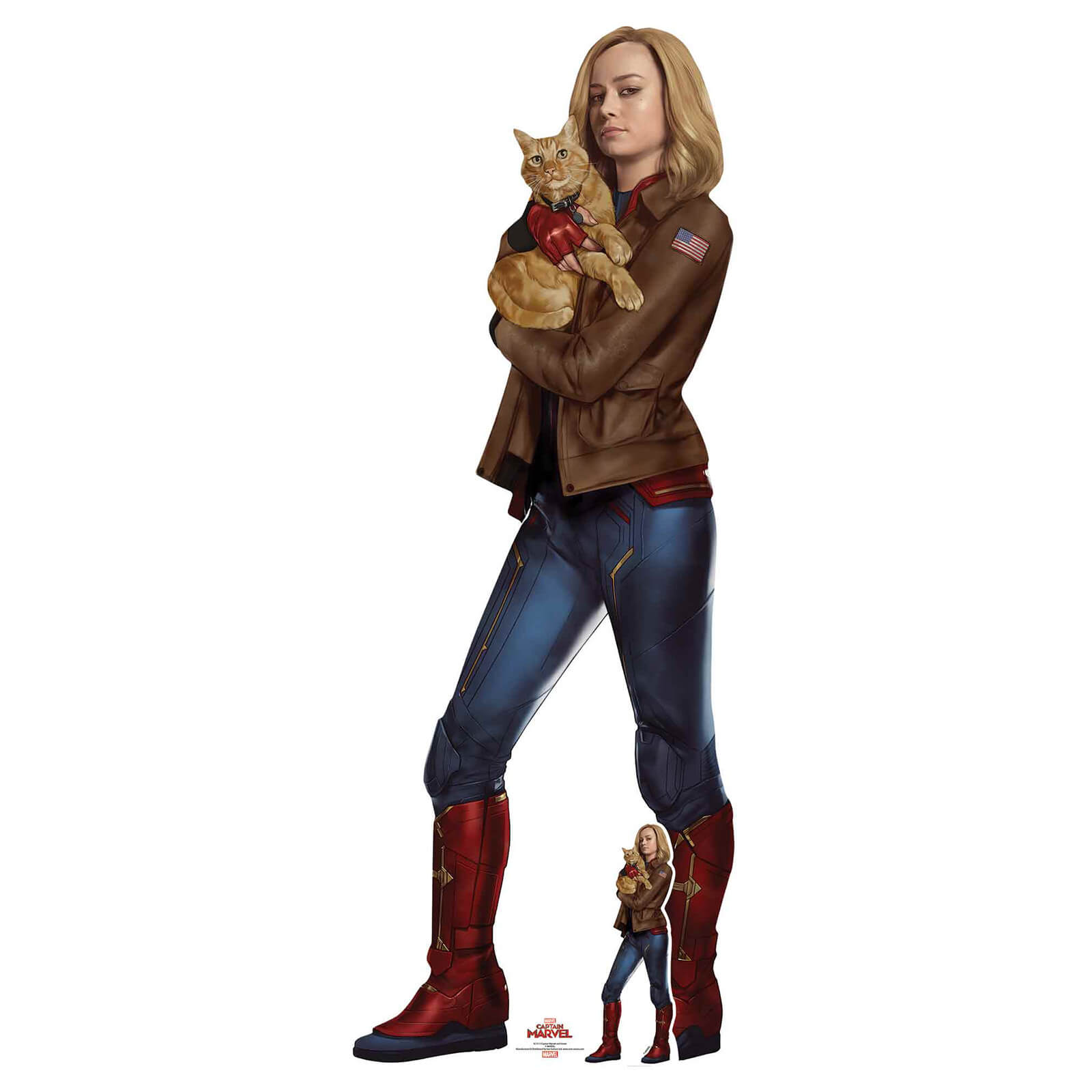 Captain Marvel Carol Danvers with Goose the Cat (Brie Larson) Life Size Cut-Out Merchandise - Zavvi UK