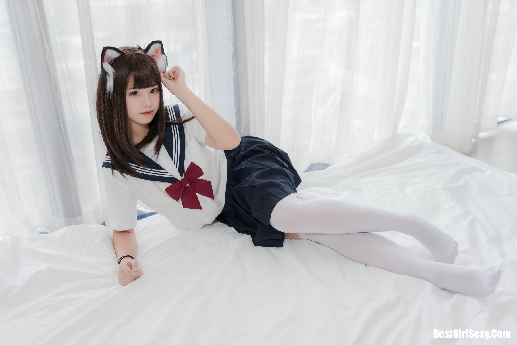 Coser@蜜汁猫裘 猫耳JK 白丝 2