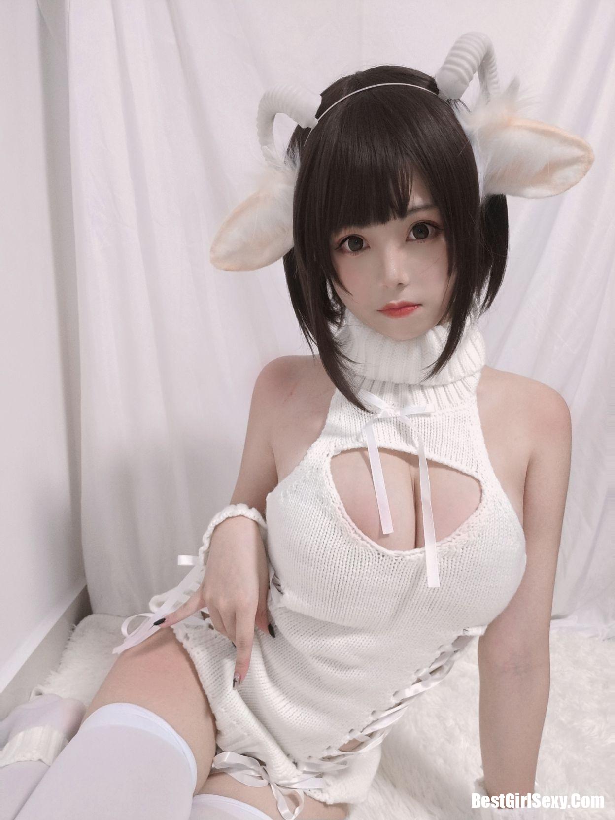 Coser@蜜汁猫裘 Vol.043 白丝毛衣 17