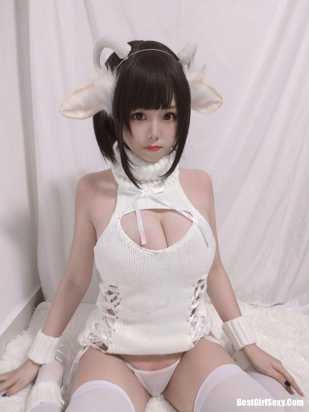 Coser@蜜汁猫裘 Vol.043 白丝毛衣 19