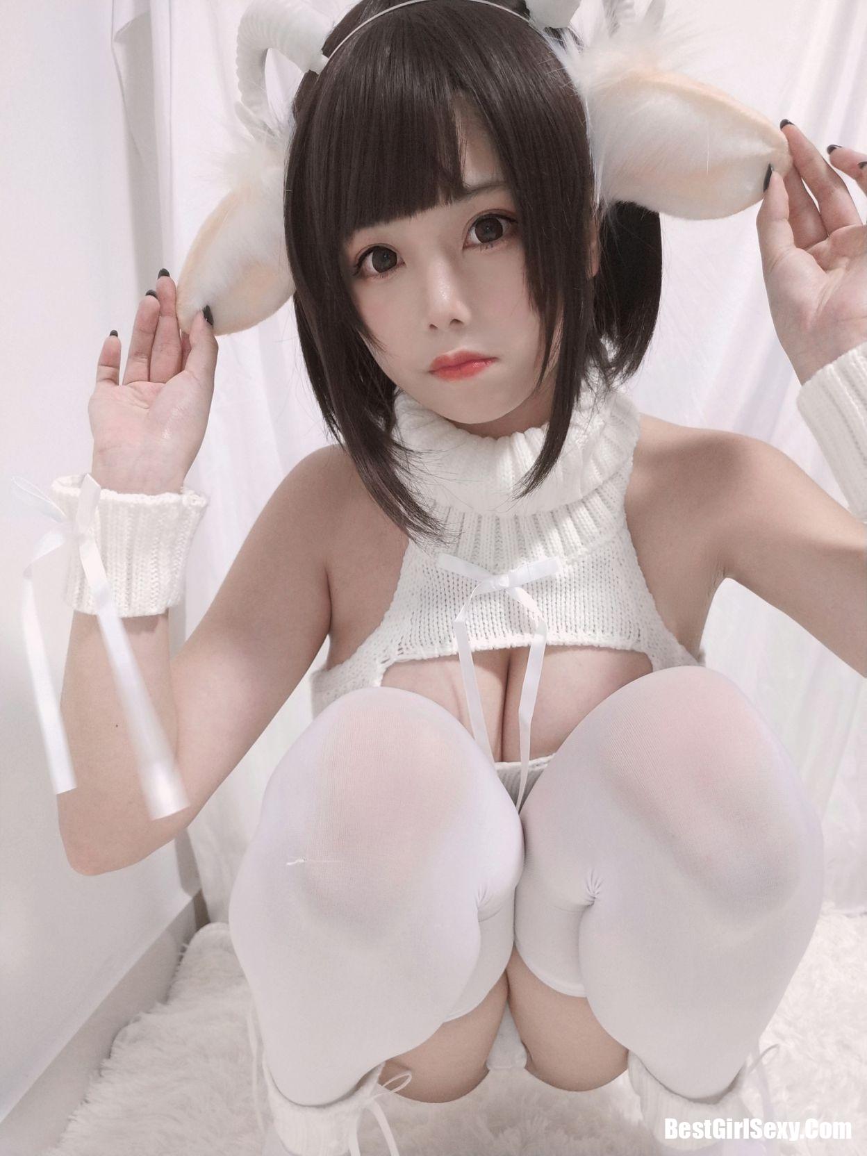 Coser@蜜汁猫裘 Vol.043 白丝毛衣 5