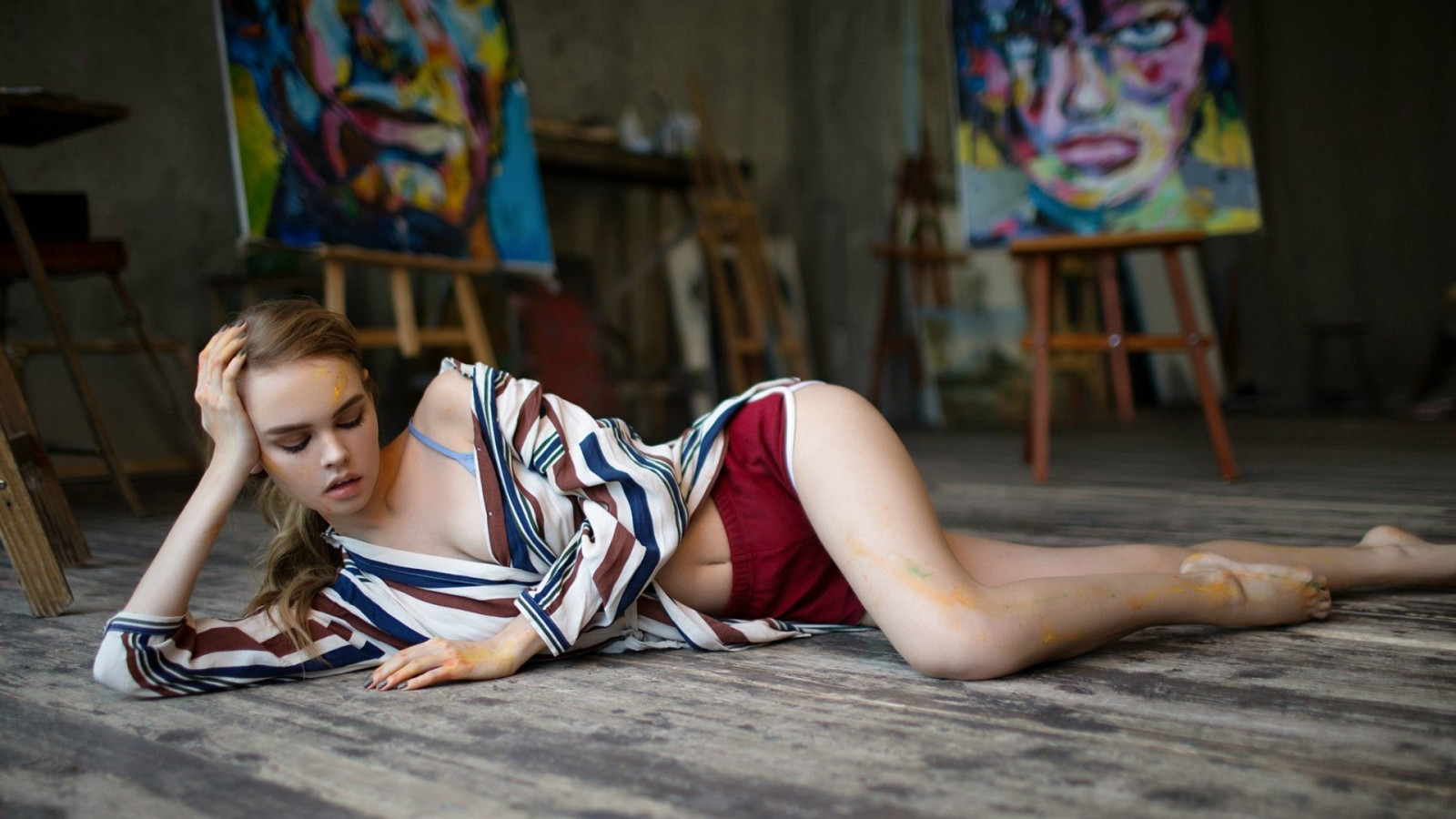 women, model, legs, sitting, Anastasia Scheglova, on the floor, fashion, Person, color, child, girl, beauty, human positions, photo shoot, performance art