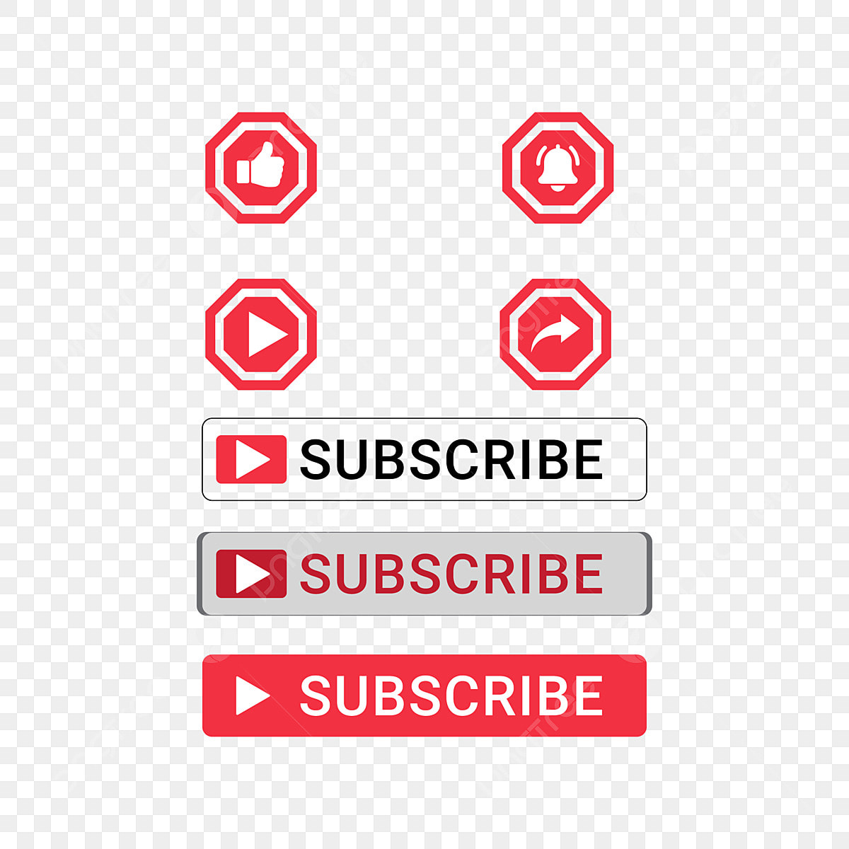 Hình ảnh Bộ Sưu Tập Nút Youtube đẹp Với Logo Nền Trong Suốt Tệp ...